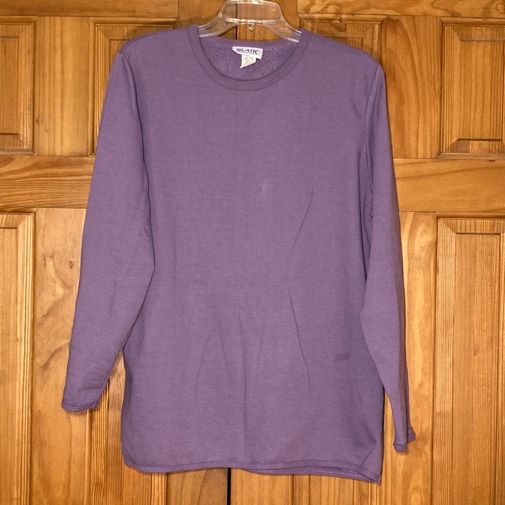 EUC Blair Vintage 90s Fleece Top Long Sleeve Sweatshirt Purple Size L Large